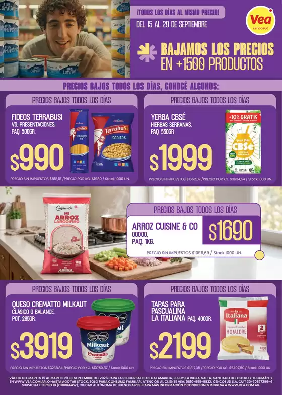 Catálogo Supermercados Vea | Folleto Precios Bajos NOA | 2026-09-15T00:00:00.000Z - 2026-09-29T00:00:00.000Z