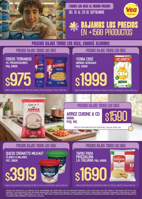 Catálogo Supermercados Vea | FOLLETO PRECIOS BAJOS CUYO | 2026-09-15T00:00:00.000Z - 2026-09-29T00:00:00.000Z