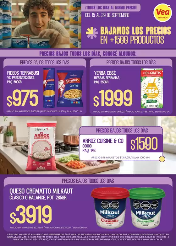 Catálogo Supermercados Vea | Folleto Precios Bajos l Bsas Nea Chubut | 2026-09-15T00:00:00.000Z - 2026-09-29T00:00:00.000Z