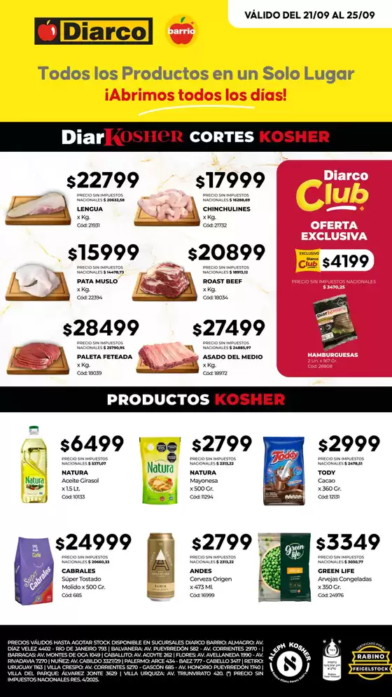 Catálogo Diarco | OFERTAS KOSHER | 2026-09-21T00:00:00.000Z - 2026-09-25T00:00:00.000Z