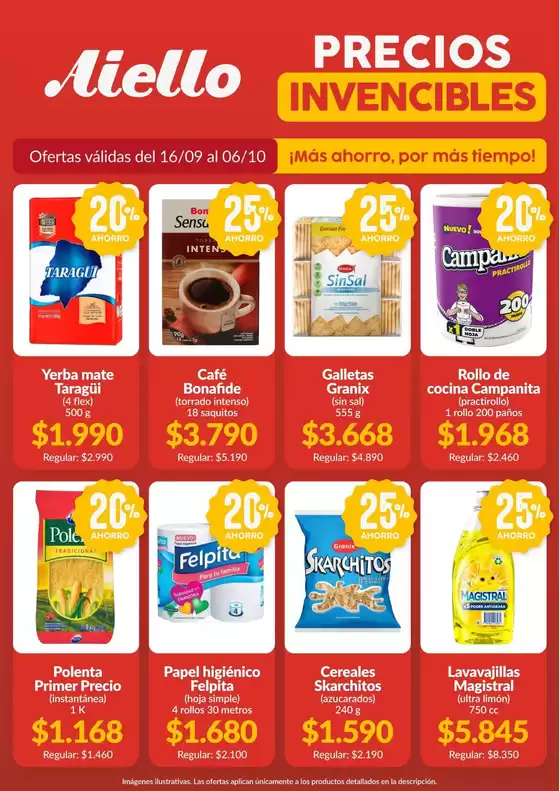 Catálogo Supermercados Aiello | Ofertas principales para ahorradores | 2026-09-16T00:00:00.000Z - 2026-10-06T00:00:00.000Z