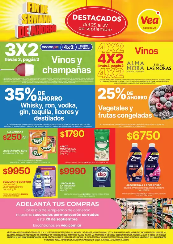 Catálogo Supermercados Vea | Folleto Fin de Semana - Córdoba | 2026-09-25T00:00:00.000Z - 2026-09-27T00:00:00.000Z