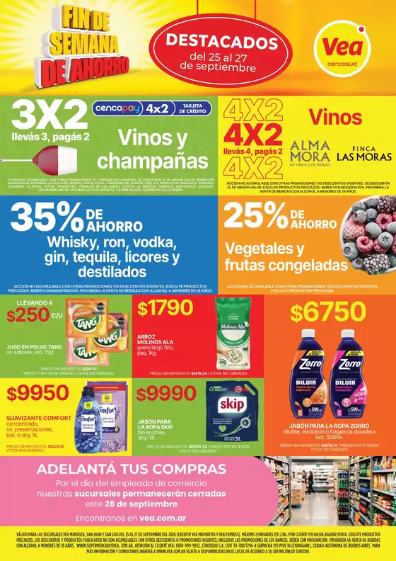 Catálogo Supermercados Vea | Fin de semana Cuyo | 2026-09-25T00:00:00.000Z - 2026-09-27T00:00:00.000Z