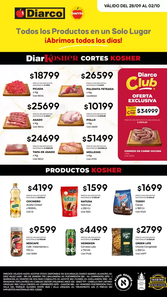 Catálogo Diarco | OFERTAS KOSHER | 2026-09-28T00:00:00.000Z - 2026-10-02T00:00:00.000Z