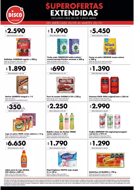 Catálogo Disco | Superofertas extendidas - Cruz del Eje y Jesus Maria | 2026-09-29T00:00:00.000Z - 2026-10-20T00:00:00.000Z