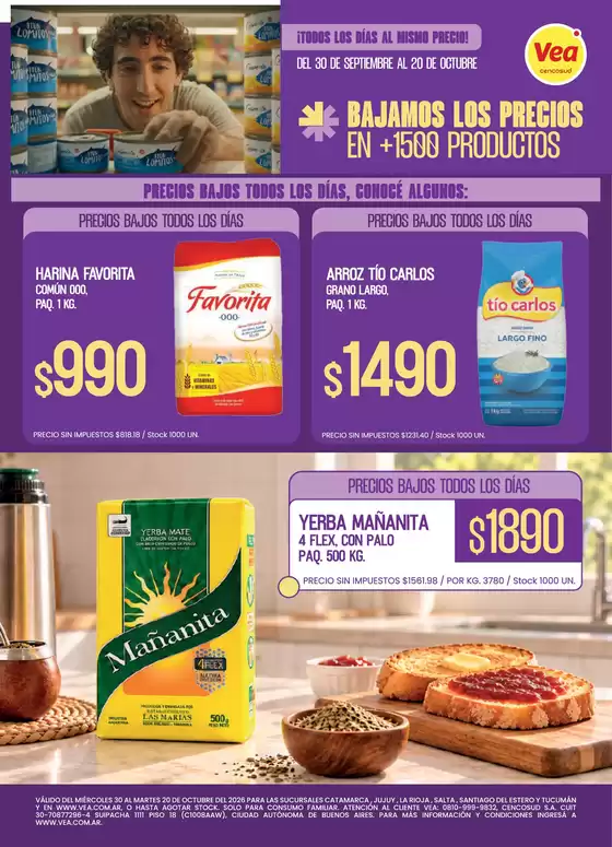 Catálogo Supermercados Vea | Folleto Precios Bajos NOA | 2026-09-30T00:00:00.000Z - 2026-10-20T00:00:00.000Z