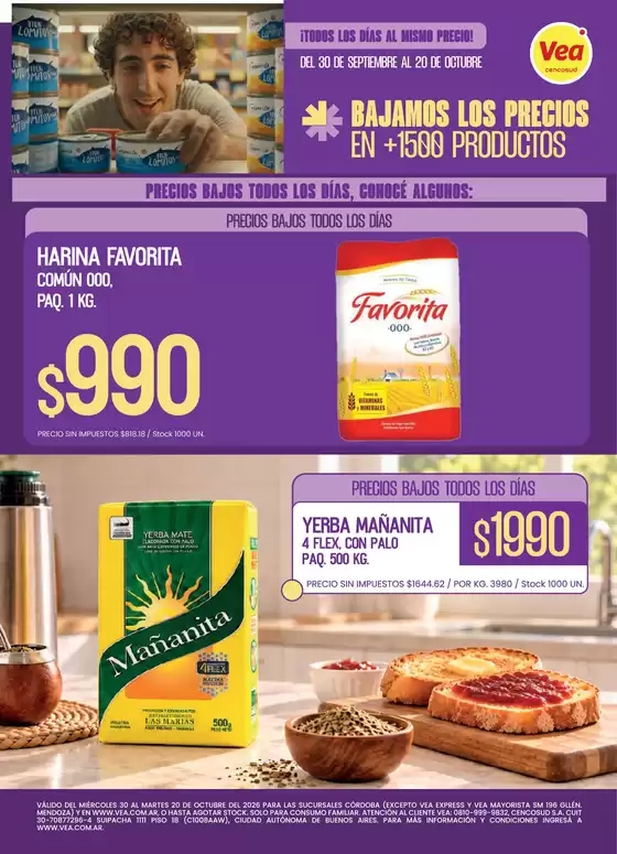 Catálogo Supermercados Vea | Folleto Precios Bajos - Córdoba | 2026-09-30T00:00:00.000Z - 2026-10-20T00:00:00.000Z