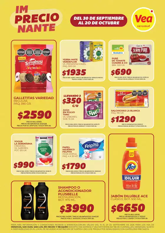 Catálogo Supermercados Vea | Volante imPRECIOnante Cuyo | 2026-09-30T00:00:00.000Z - 2026-10-20T00:00:00.000Z