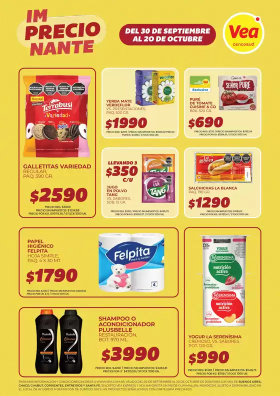Catálogo Supermercados Vea en Buenos Aires | Volante imPRECIOnante BA Nea Chubut | 2026-09-30T00:00:00.000Z - 2026-10-20T00:00:00.000Z
