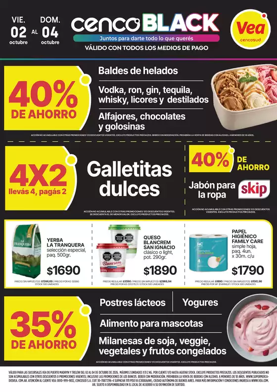 Catálogo Supermercados Vea | Fin de semana CENCOBLACK Chubut | 2026-10-02T00:00:00.000Z - 2026-10-04T00:00:00.000Z