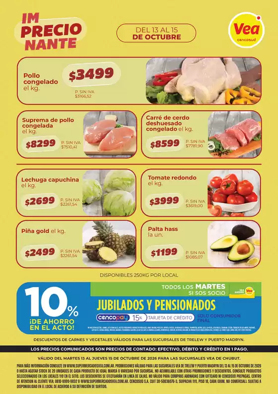 Catálogo Supermercados Vea | VOLANTE SEMANAL CHUBUT | 2026-10-13T00:00:00.000Z - 2026-10-15T00:00:00.000Z