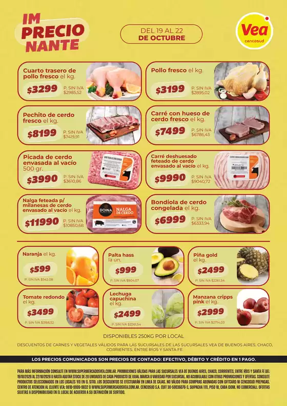 Catálogo Supermercados Vea | Volante semanal BS AS Y NEA | 2026-10-19T00:00:00.000Z - 2026-10-22T00:00:00.000Z