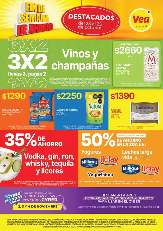 Catálogo Supermercados Vea | Fin de semana de ahorro BsAs y NEA | 2026-10-23T00:00:00.000Z - 2026-10-25T00:00:00.000Z