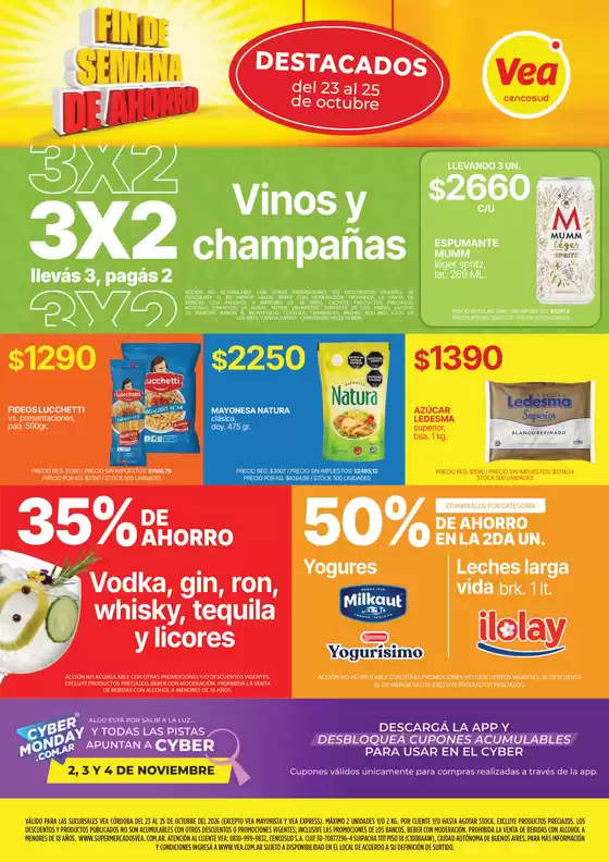 Catálogo Supermercados Vea | Fin de semana de ahorro Córdoba | 2026-10-23T00:00:00.000Z - 2026-10-25T00:00:00.000Z