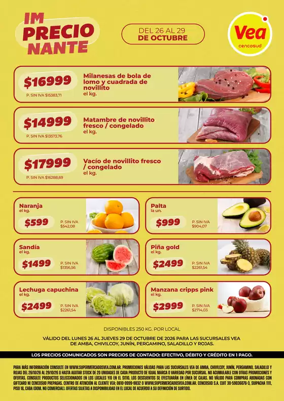 Catálogo Supermercados Vea | VOLANTE SEMANAL AMBA y LEJANIA | 2026-10-26T00:00:00.000Z - 2026-10-29T00:00:00.000Z