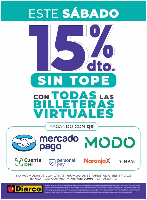 Diarco 15% Off En Todas Las Billeteras Virtuales