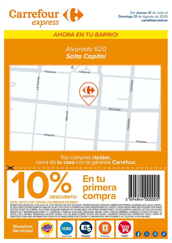 Catálogo Carrefour Express en Eugenio Bustos | Express | Alvarado 620 Salta | 2025-07-31T00:00:00.000Z - 2025-08-31T00:00:00.000Z
