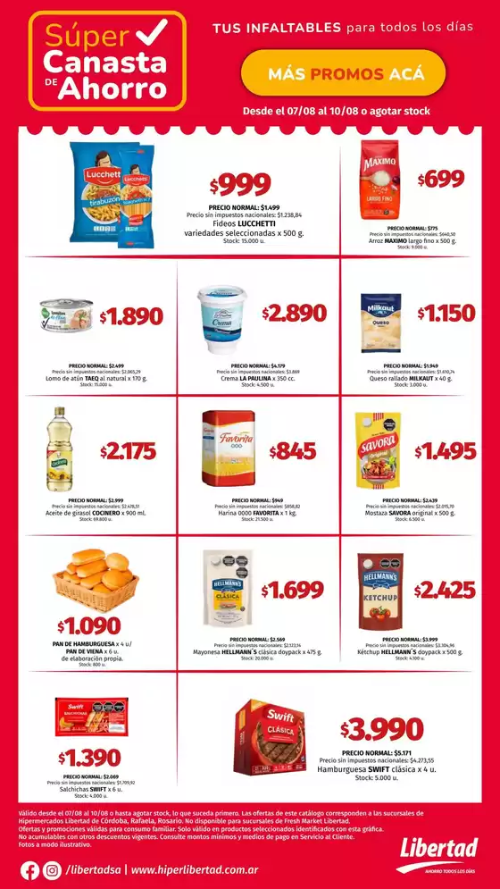 Catálogo Hiper Libertad en Tartagal (Salta) | Ofertas principales para todos los cazadores de gangas | 2025-08-07T00:00:00.000Z - 2025-08-10T00:00:00.000Z