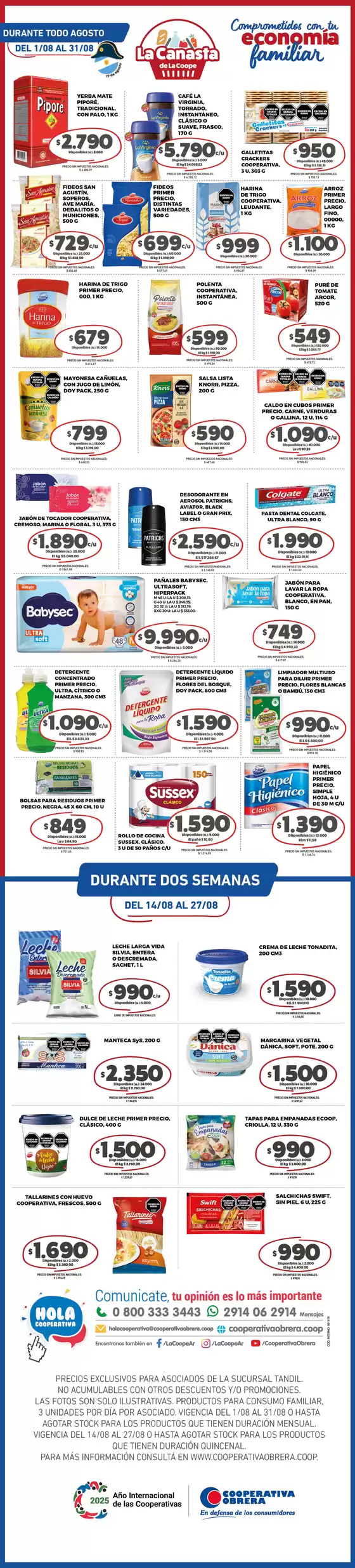 Catálogo Cooperativa Obrera en San Miguel de Tucumán | canasta TANDIL-14082025 | 2025-08-01T00:00:00.000Z - 2025-08-31T00:00:00.000Z