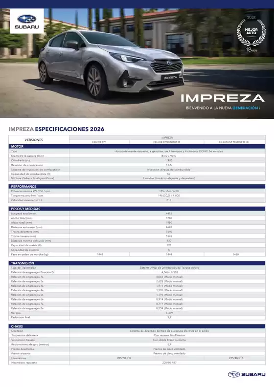 Catálogo Subaru en Machalí | Spec impreza 2026 a4 web | 2026-01-01T00:00:00.000Z - 2026-12-31T00:00:00.000Z