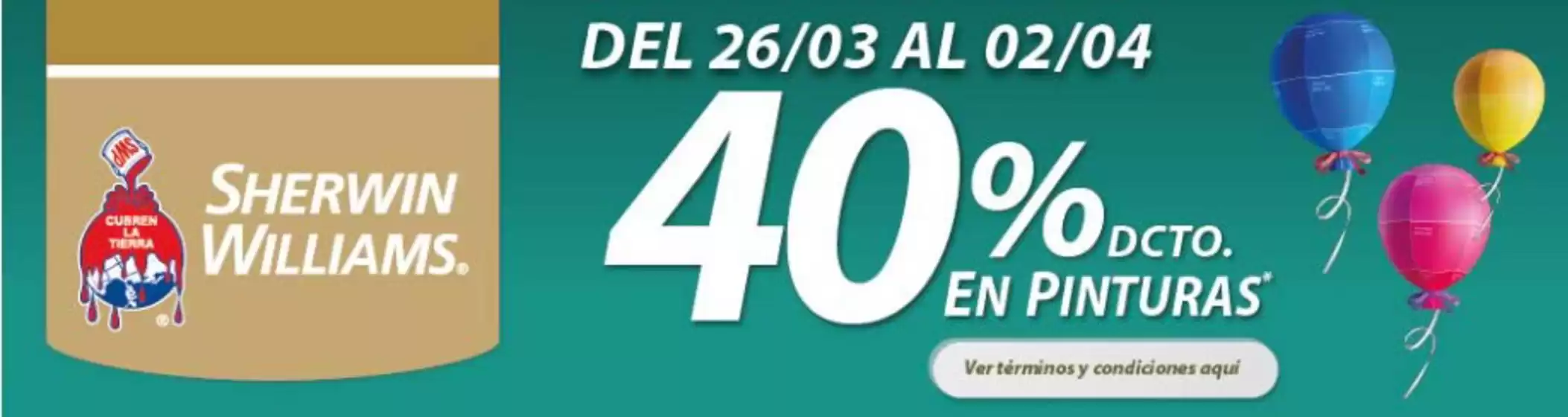 Catálogo Sherwin Williams en Lampa | 40% dcto. | 2026-03-26T00:00:00.000Z - 2026-04-02T00:00:00.000Z