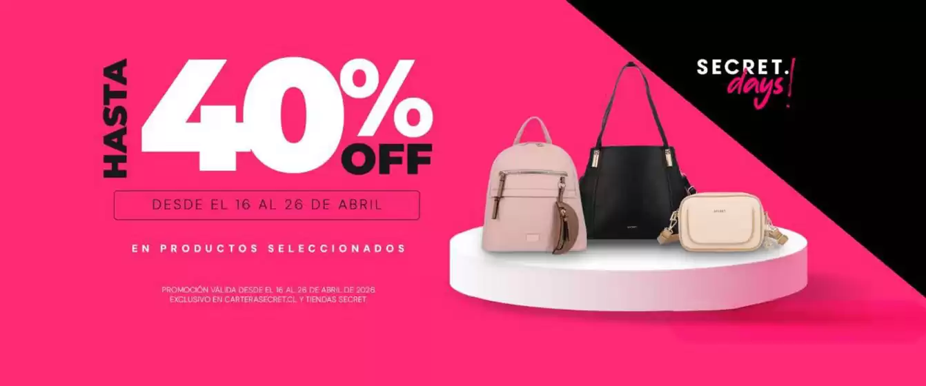 Catálogo Secret en La Calera | Hasta 40% Off! | 2026-04-24T00:00:00.000Z - 2026-04-26T00:00:00.000Z