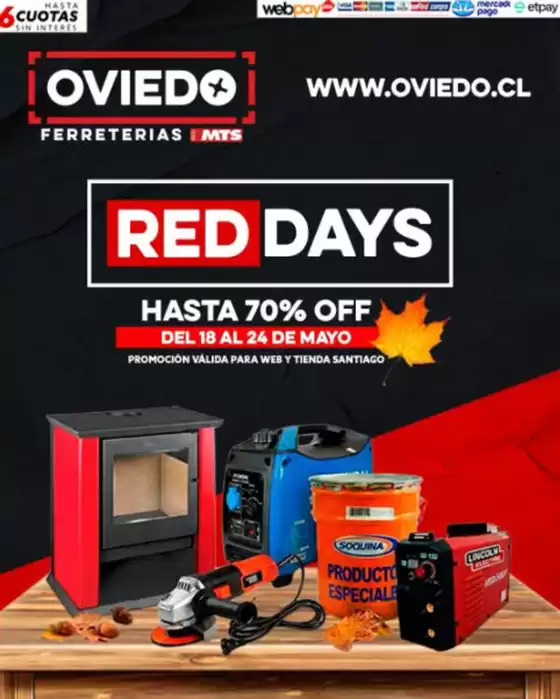 Catálogo Ferretería Oviedo | Red days! Hasta 70% Off. | 2026-05-21T00:00:00.000Z - 2026-05-24T00:00:00.000Z