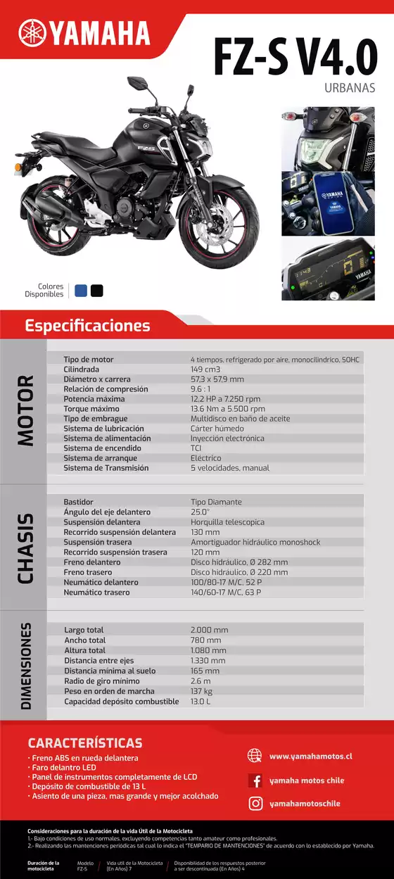 Catálogo Yamaha en Providencia | FZ - S V4.0 | 2026-07-06T00:00:00.000Z - 2027-07-31T00:00:00.000Z