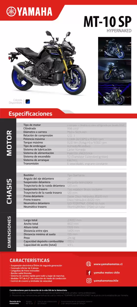 Catálogo Yamaha en Rancagua | MT10 SP 3 | 2026-07-13T00:00:00.000Z - 2027-07-31T00:00:00.000Z