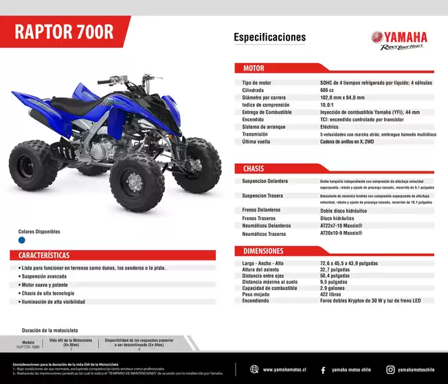 Catálogo Yamaha en San Carlos | Raptor 700R | 2026-07-13T00:00:00.000Z - 2027-07-31T00:00:00.000Z
