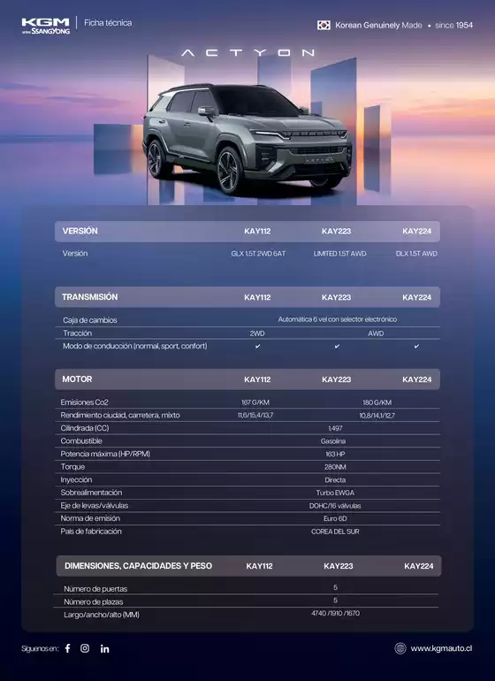 Catálogo KGM | FICHA TECNICA ACTYON 2 | 2026-07-22T00:00:00.000Z - 2026-08-05T00:00:00.000Z