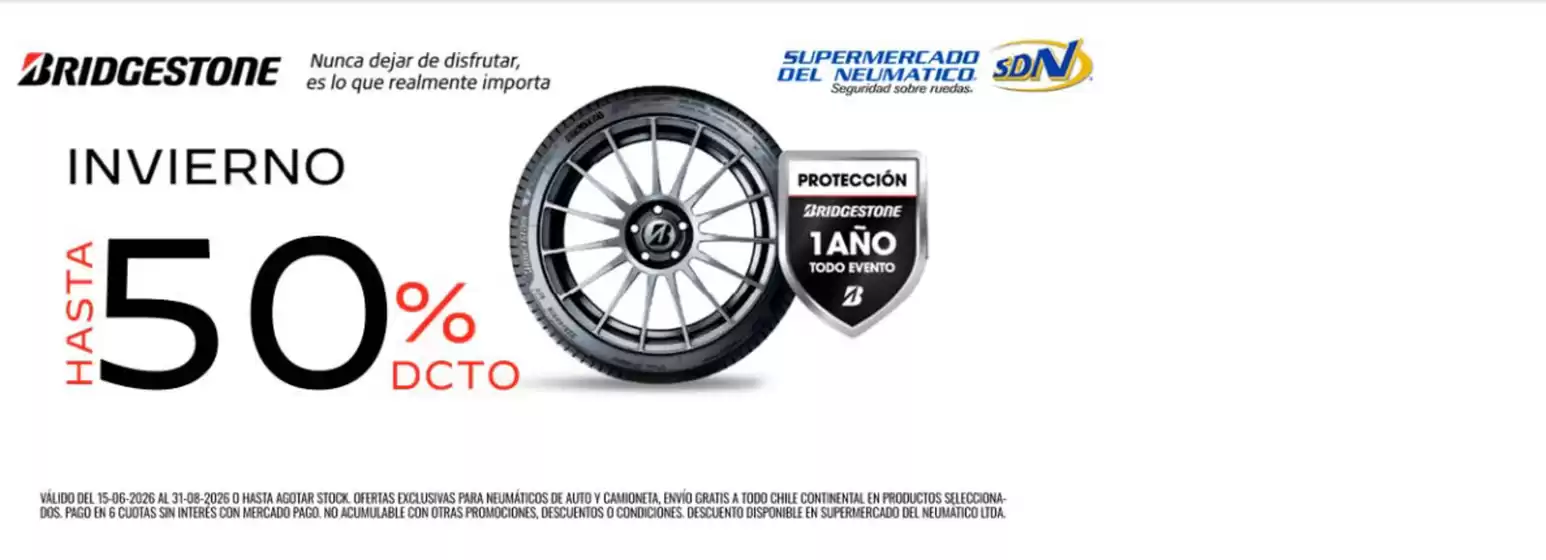 Catálogo Supermercado Del Neumático en Santiago | Hasta 50% dcto. | 2026-07-23T00:00:00.000Z - 2026-08-31T00:00:00.000Z