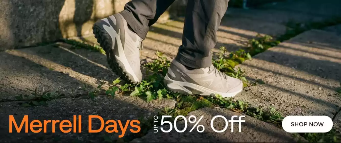 Catálogo Merrell | Up to 50% Off! | 2026-09-04T00:00:00.000Z - 2026-09-19T00:00:00.000Z