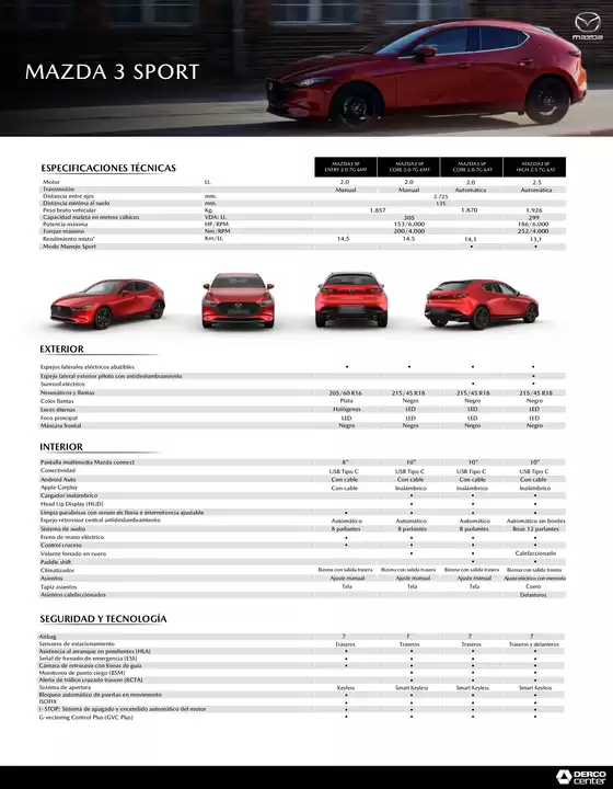 Catálogo Derco | Mazda Mazda3 Sport - Precio y Versiones Derco | 2026-01-01T00:00:00.000Z - 2026-12-31T00:00:00.000Z
