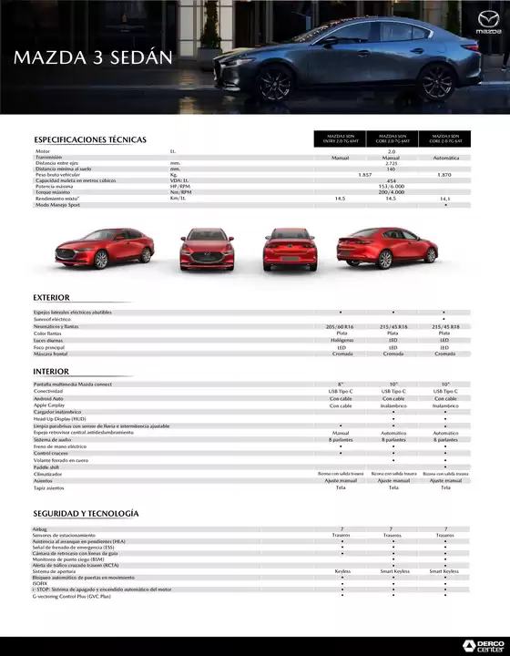Catálogo Derco | Mazda Mazda3 Sedán - Precio y Versiones Derco | 2026-01-01T00:00:00.000Z - 2026-12-31T00:00:00.000Z