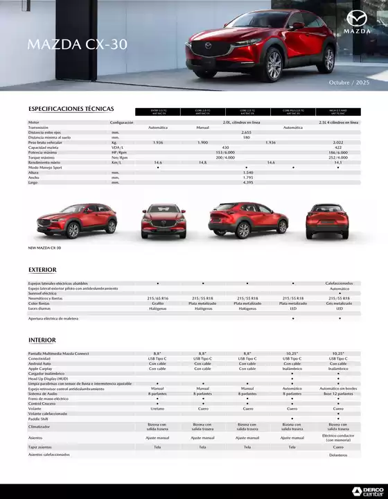 Catálogo Derco | Mazda Mazda CX-30 - Precio y Versiones Derco | 2026-01-01T00:00:00.000Z - 2026-12-31T00:00:00.000Z