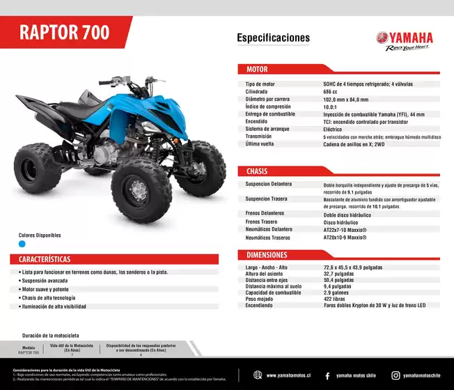 Catálogo Yamaha en Los Andes | RAPTOR 700 | 2026-09-15T00:00:00.000Z - 2026-09-29T00:00:00.000Z
