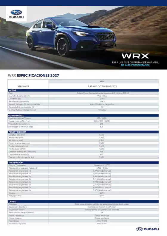 Catálogo Subaru | Spec wrx 2027 a4 | 2026-01-01T00:00:00.000Z - 2026-12-31T00:00:00.000Z
