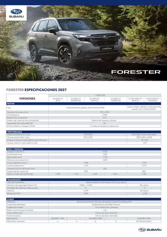Catálogo Subaru | Spec forester 2027 a4 | 2026-01-01T00:00:00.000Z - 2026-12-31T00:00:00.000Z