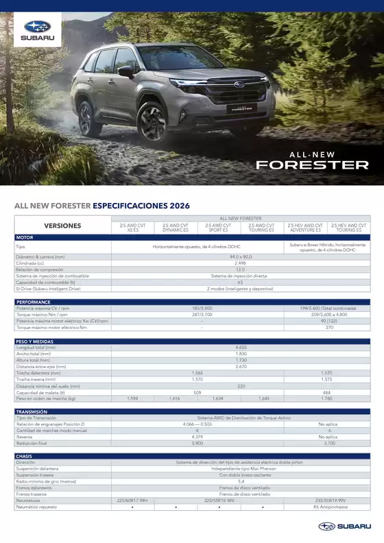 Catálogo Subaru | Spec all new forester 2025 new a4 2 | 2026-01-01T00:00:00.000Z - 2026-12-31T00:00:00.000Z