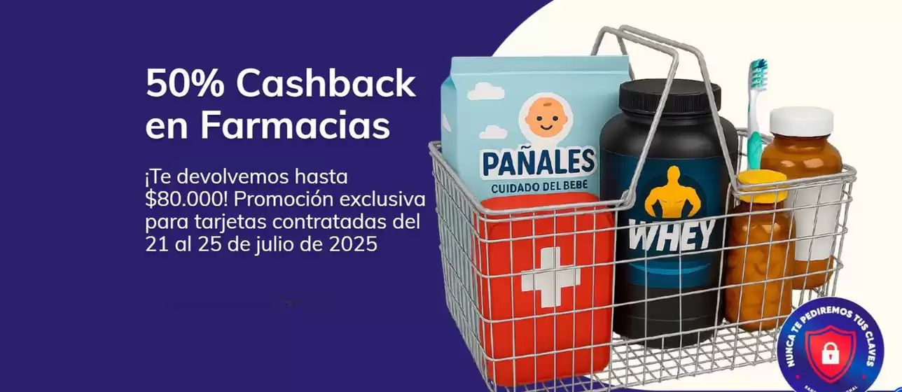 50% Cashback en Farmacias.