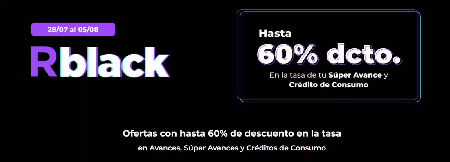 Catálogo Banco Ripley en Temuco | RBlack! Hasta 60% dcto. | 2025-07-31T00:00:00.000Z - 2025-08-05T00:00:00.000Z
