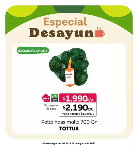 Catálogo Tottus en Antofagasta | Grandes descuentos en productos seleccionados | 2025-08-25T00:00:00.000Z - 2025-08-28T00:00:00.000Z