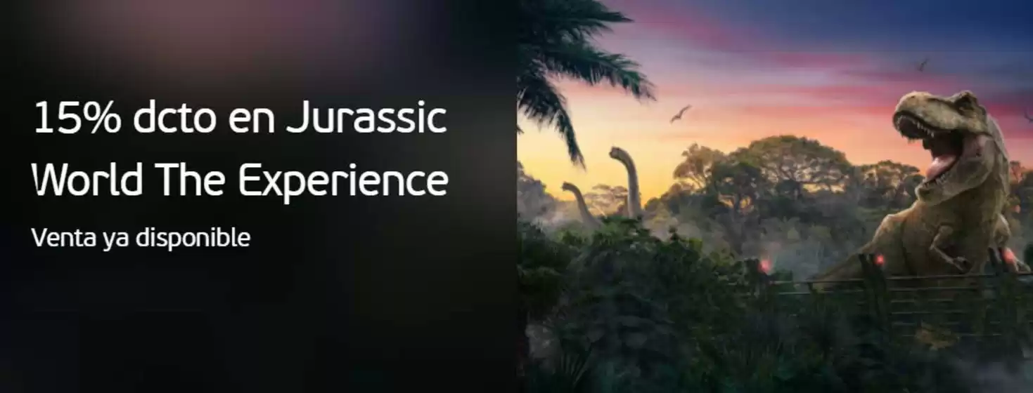 15% dcto en Jurassic world the experience!