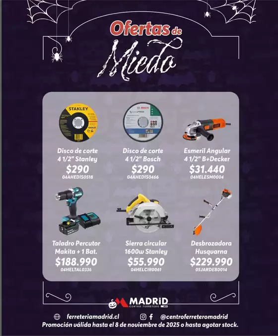 Catálogo Ferretería Madrid en Rancagua | Ofertas de miedo! | 2025-10-30T00:00:00.000Z - 2025-11-03T00:00:00.000Z