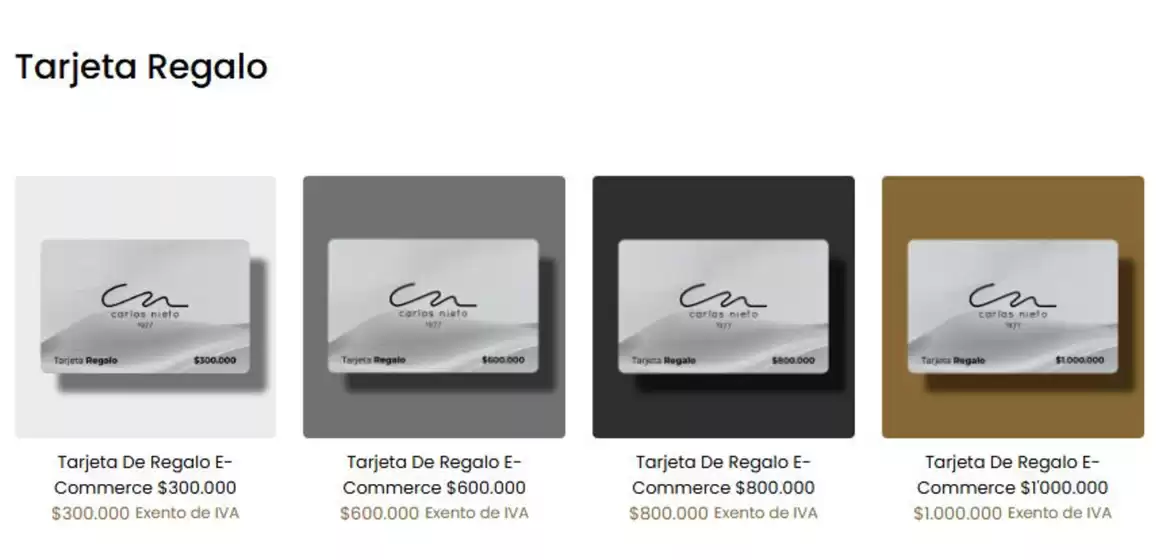 Catálogo Carlos Nieto en Manizales | Tarjeta Regalo | 2025-11-18T00:00:00.000Z - 2025-12-31T00:00:00.000Z