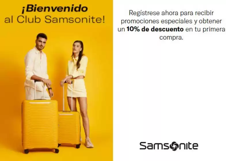 Catálogo Samsonite en Santa Marta | 10% off en tu primera compra | 2025-11-18T00:00:00.000Z - 2025-12-31T00:00:00.000Z