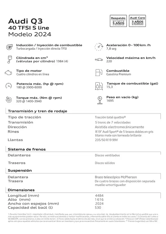 Catálogo Audi en Curumaní | AUDI Q3 40 TFSI SLINE 2024 | 2025-12-01T00:00:00.000Z - 2025-12-15T00:00:00.000Z
