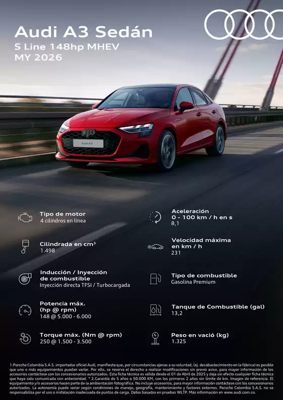 Catálogo Audi en Curumaní | Audi A3 sedan s line MHEV 2026 | 2025-12-02T00:00:00.000Z - 2025-12-16T00:00:00.000Z