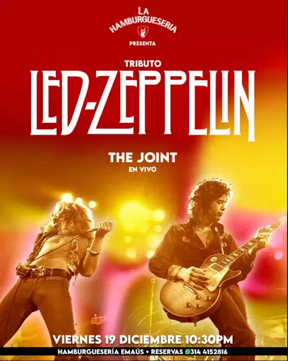 Catálogo La Hamburguesería en Villamaría | Led-Zeppelin The Joint en Vivo | 2025-12-09T00:00:00.000Z - 2025-12-19T00:00:00.000Z
